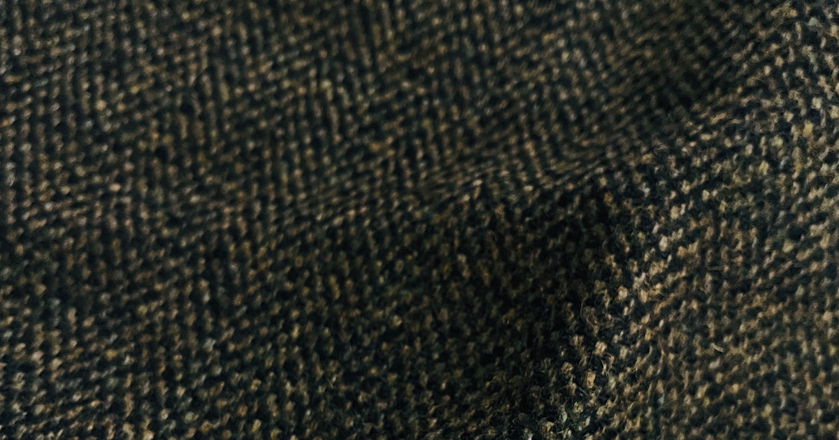 グリーンのウール生地のアップ画像